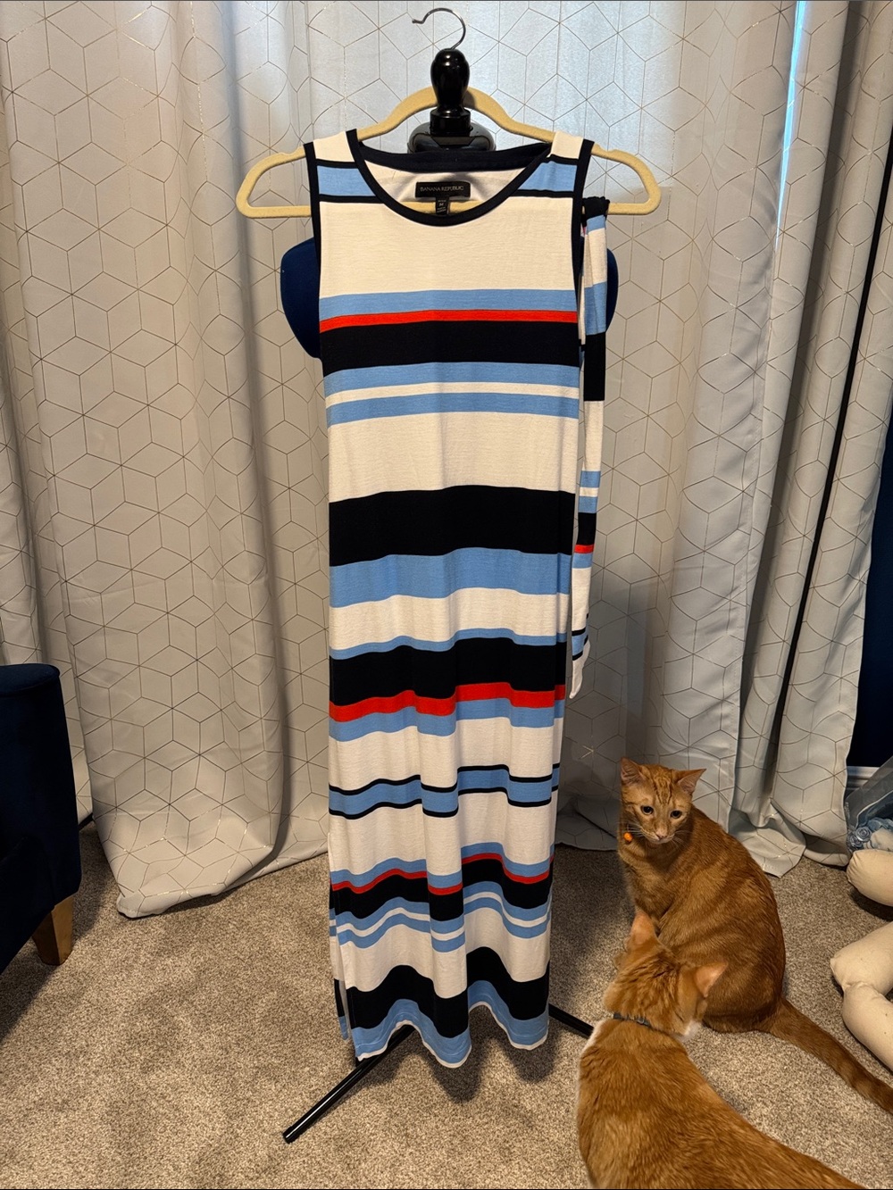 Banana Republic Sleeveless Midi Dress in White, Blue, Black & Red